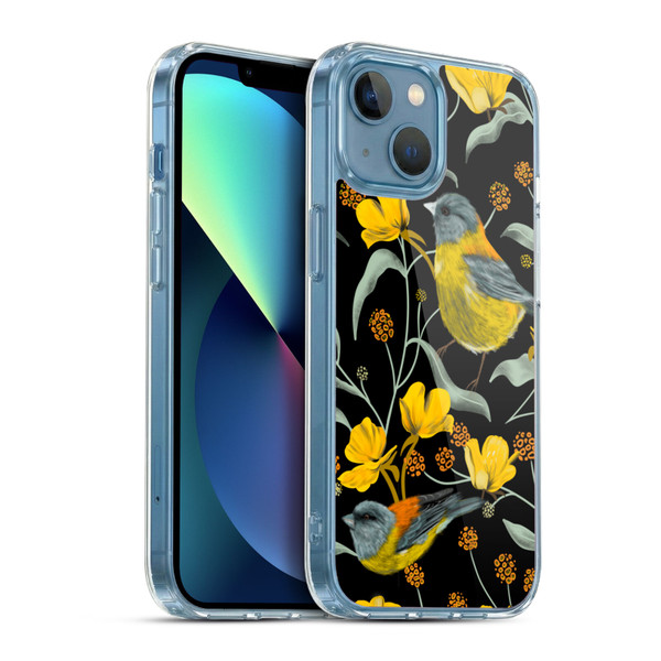Anis Illustration Graphics Yellow Birds Soft Gel Case for Apple iPhone 13 Mini & MagSafe