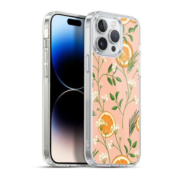 Anis Illustration Graphics Elderflower Orange Pastel Soft Gel Case for Apple iPhone 13 Pro Max & MagSafe