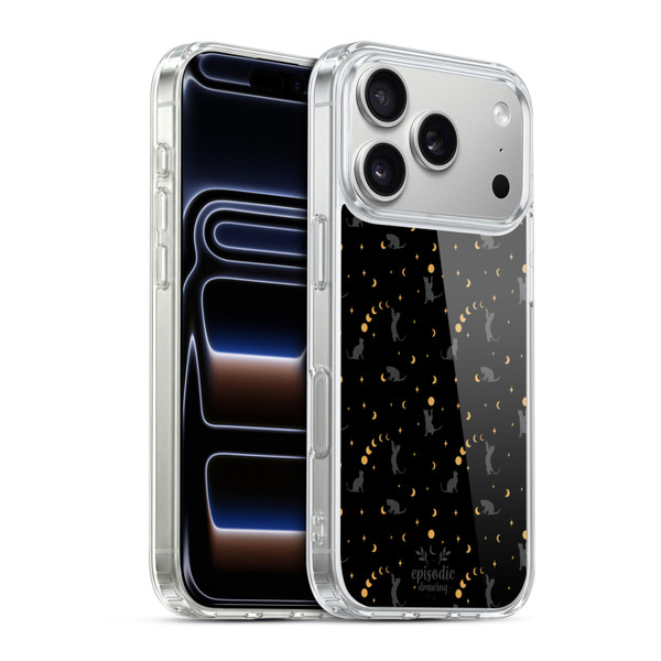 Episodic Drawing Spooky Patterns Black Cat Soft Gel Case for Apple iPhone 17 Pro