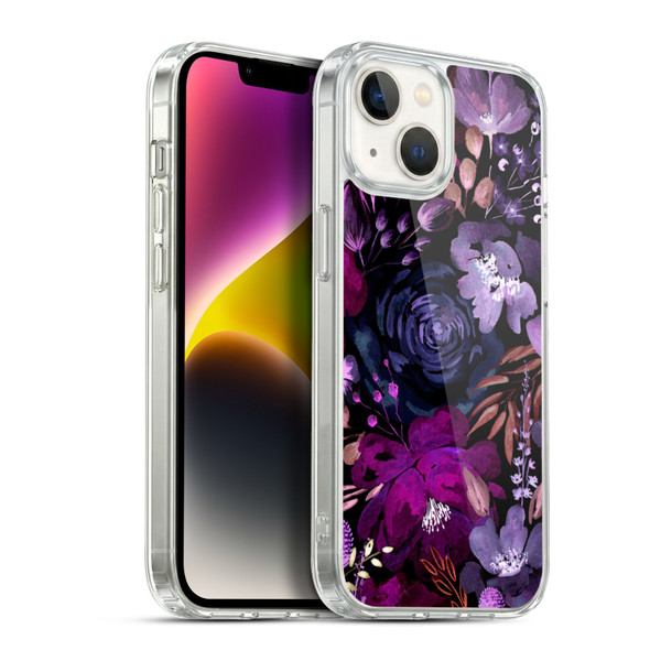 Anis Illustration Graphics Floral Chaos Purple Soft Gel Case for Apple iPhone 14