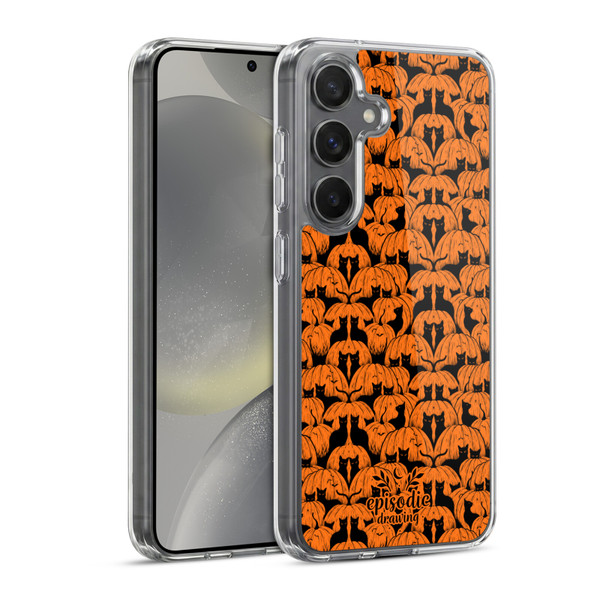 Episodic Drawing Spooky Patterns Pink Moth Soft Gel Case for Samsung Galaxy S24 5G & MagSafe