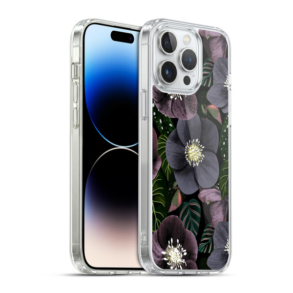 Anis Illustration Graphics Dark Flowers Soft Gel Case for Apple iPhone 14 Pro Max & MagSafe