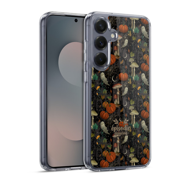 Episodic Drawing Spooky Patterns Whimsy Halloween Pumpkin Soft Gel Case for Samsung Galaxy S25 & MagSafe