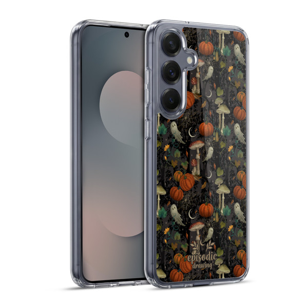 Episodic Drawing Spooky Patterns Whimsy Halloween Pumpkin Soft Gel Case for Samsung Galaxy S25+ & MagSafe