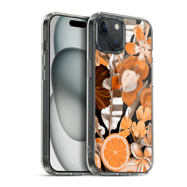 Anis Illustration Graphics Flower & Fruit Orange Soft Gel Case for Apple iPhone 15 Plus & MagSafe