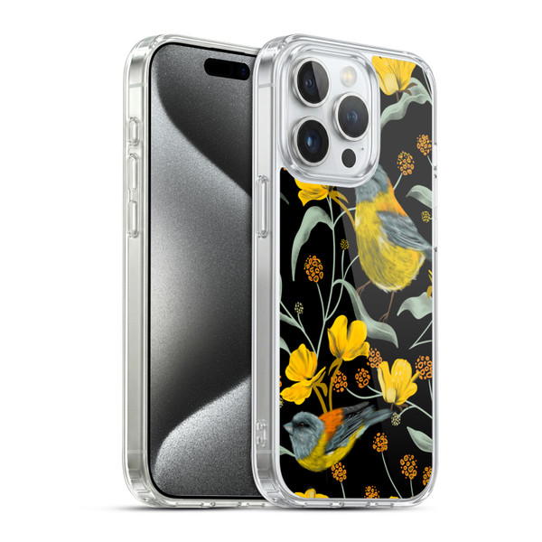 Anis Illustration Graphics Yellow Birds Soft Gel Case for Apple iPhone 15 Pro & MagSafe