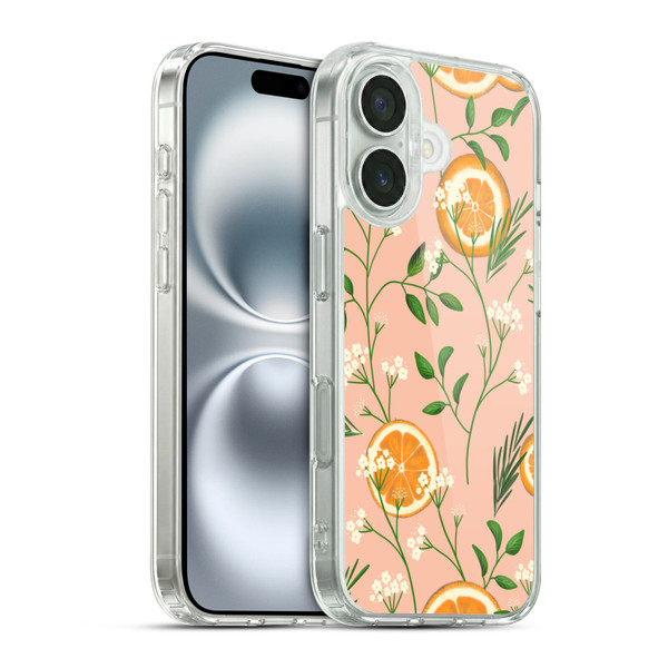 Anis Illustration Graphics Elderflower Orange Pastel Soft Gel Case for Apple iPhone 16 & MagSafe