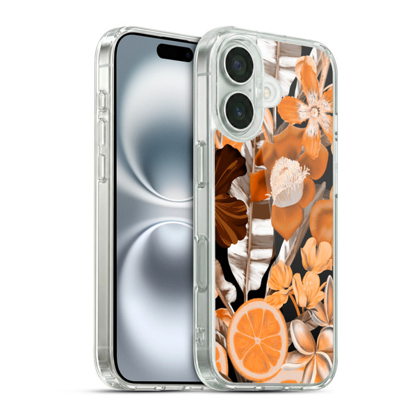 Anis Illustration Graphics Flower & Fruit Orange Soft Gel Case for Apple iPhone 16 & MagSafe