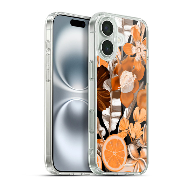 Anis Illustration Graphics Flower & Fruit Orange Soft Gel Case for Apple iPhone 16 Plus & MagSafe