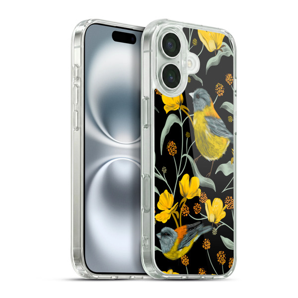 Anis Illustration Graphics Yellow Birds Soft Gel Case for Apple iPhone 16 Plus & MagSafe