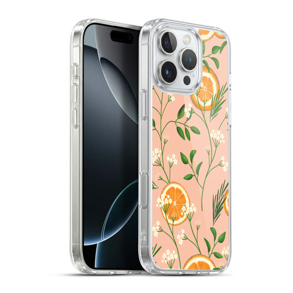 Anis Illustration Graphics Elderflower Orange Pastel Soft Gel Case for Apple iPhone 16 Pro Max & MagSafe