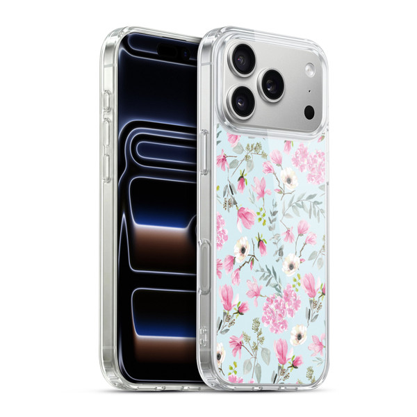 Anis Illustration Graphics Romantic Pattern Light Blue Soft Gel Case for Apple iPhone 17 Pro Max