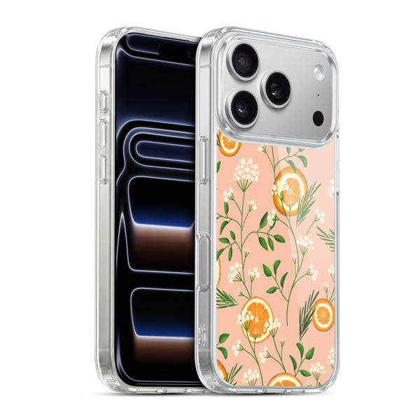 Anis Illustration Graphics Elderflower Orange Pastel Soft Gel Case for Apple iPhone 17 Pro