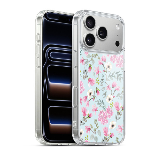 Anis Illustration Graphics Romantic Pattern Light Blue Soft Gel Case for Apple iPhone 17 Pro