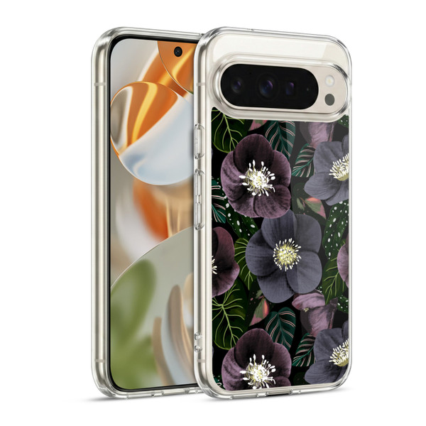 Anis Illustration Graphics Dark Flowers Soft Gel Case for Google Pixel 9 / Pixel 9 Pro