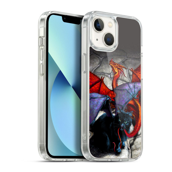 Stanley Morrison Dragons 3 Bat Winged Cat Vs Red Soft Gel Case for Apple iPhone 13