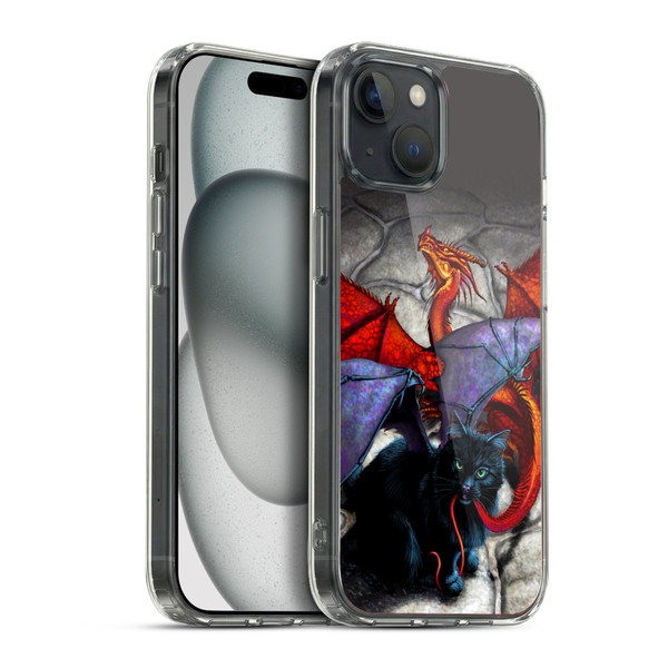 Stanley Morrison Dragons 3 Bat Winged Cat Vs Red Soft Gel Case for Apple iPhone 15 Plus & MagSafe