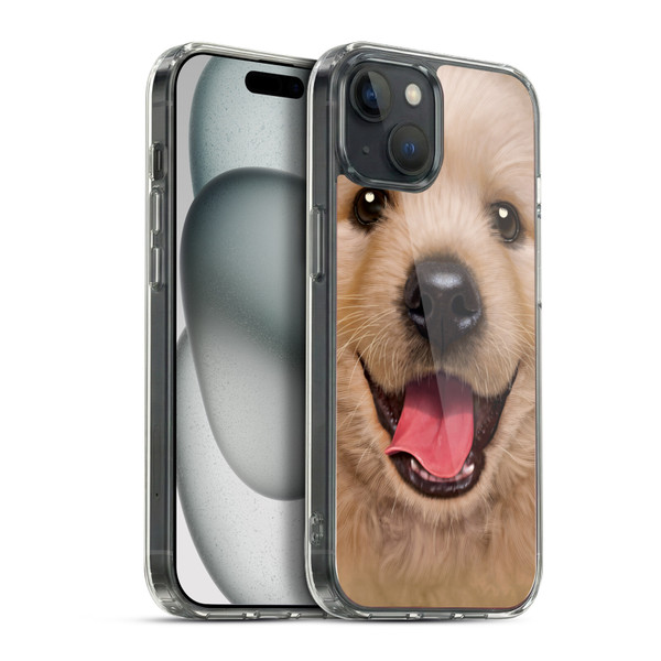 Vincent Hie Big Face Puppies Retriever Soft Gel Case for Apple iPhone 15 Plus & MagSafe