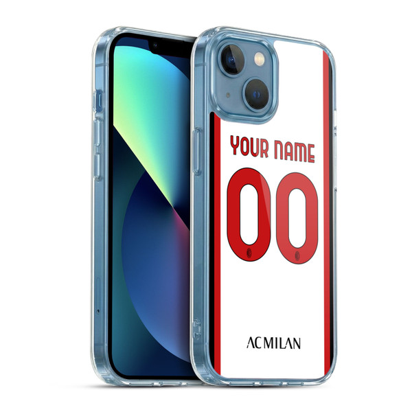 Custom Customised Personalised AC Milan 2022/23 Kit Away Soft Gel Case for Apple iPhone 13 Mini & MagSafe