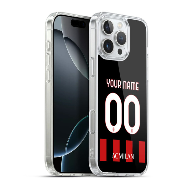 Custom Customised Personalised AC Milan 2022/23 Kit Home Soft Gel Case for Apple iPhone 16 Pro Max & MagSafe