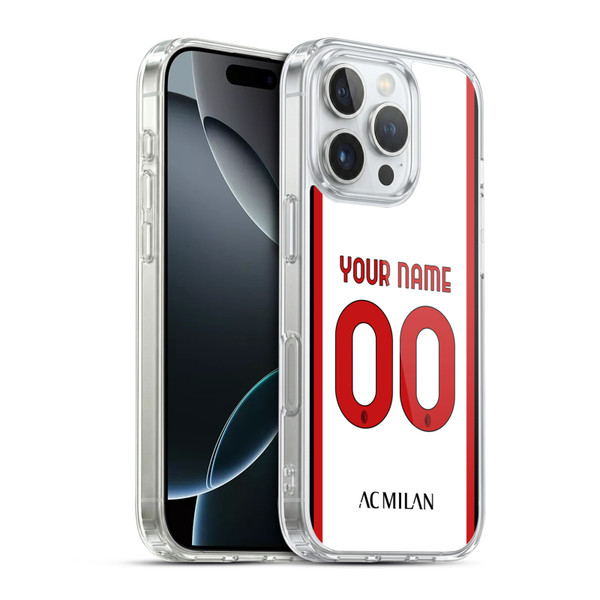 Custom Customised Personalised AC Milan 2022/23 Kit Away Soft Gel Case for Apple iPhone 16 Pro & MagSafe