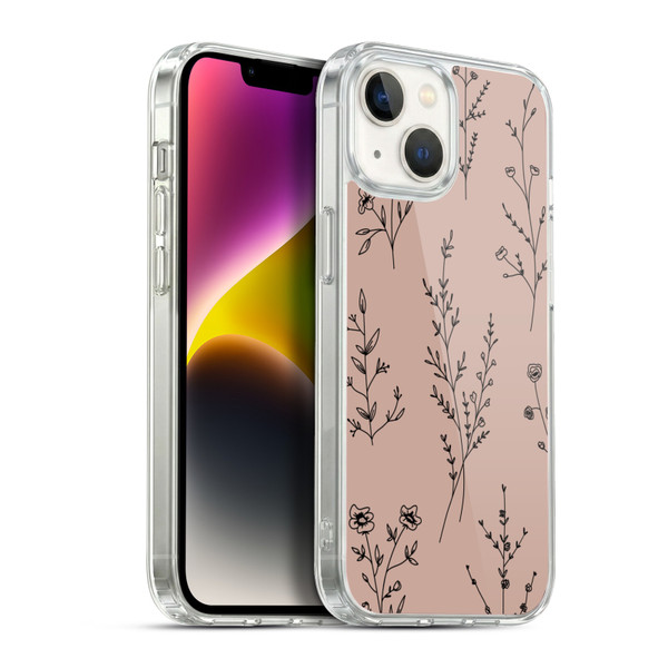 Anis Illustration Wildflowers Blush Pink Soft Gel Case for Apple iPhone 14