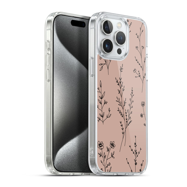 Anis Illustration Wildflowers Blush Pink Soft Gel Case for Apple iPhone 15 Pro Max & MagSafe