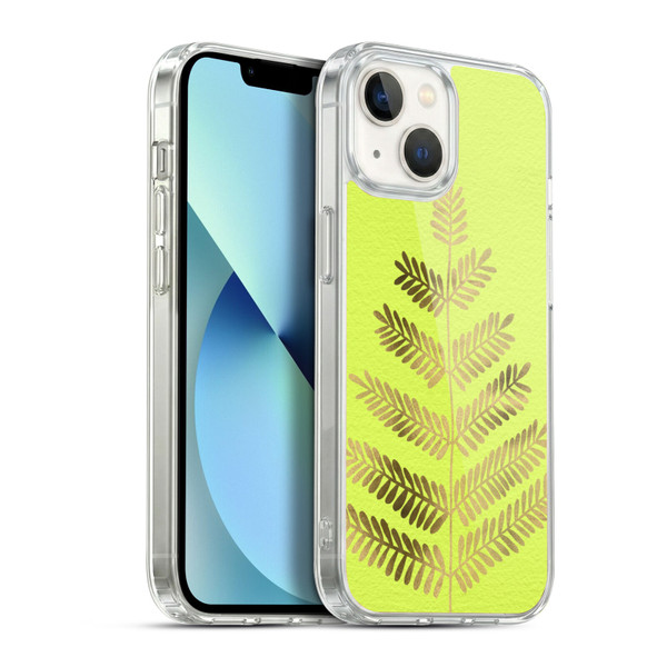 Cat Coquillette Nature Leaflets Yellow Soft Gel Case for Apple iPhone 13