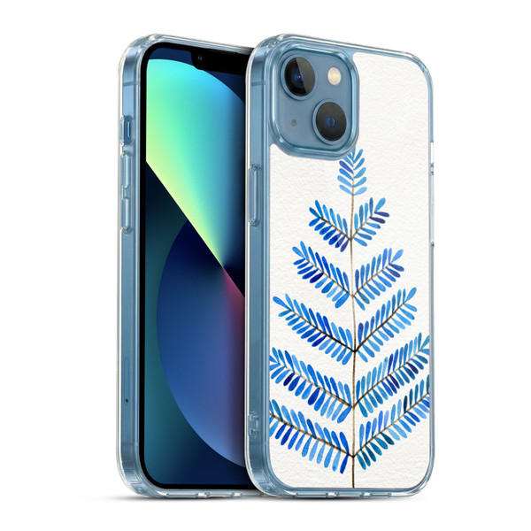 Cat Coquillette Nature Leaflets Blue Soft Gel Case for Apple iPhone 13 Mini & MagSafe