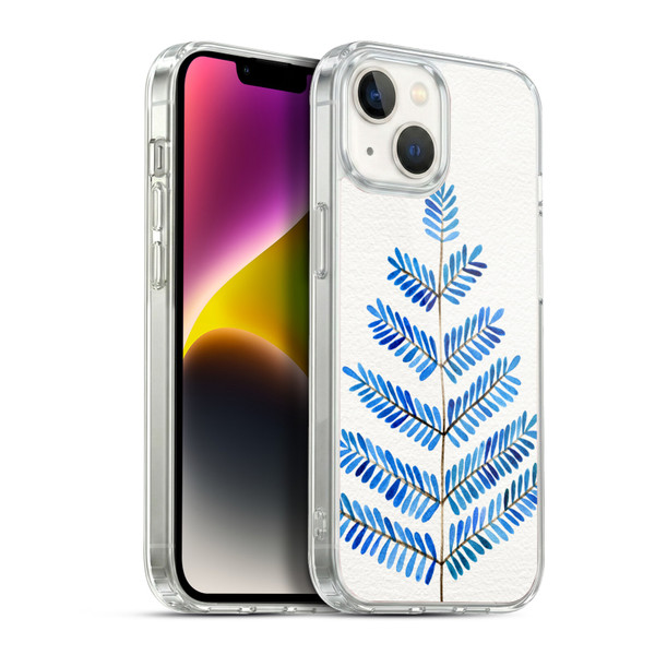 Cat Coquillette Nature Leaflets Blue Soft Gel Case for Apple iPhone 14