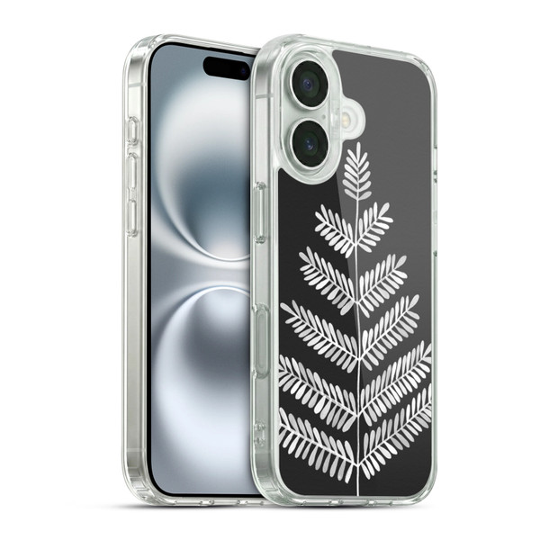 Cat Coquillette Nature Leaflets Black Soft Gel Case for Apple iPhone 16 & MagSafe
