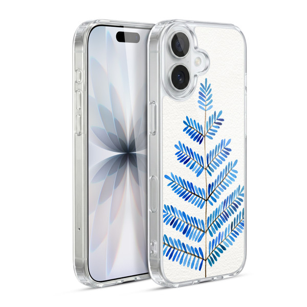 Cat Coquillette Nature Leaflets Blue Soft Gel Case for Apple iPhone 17