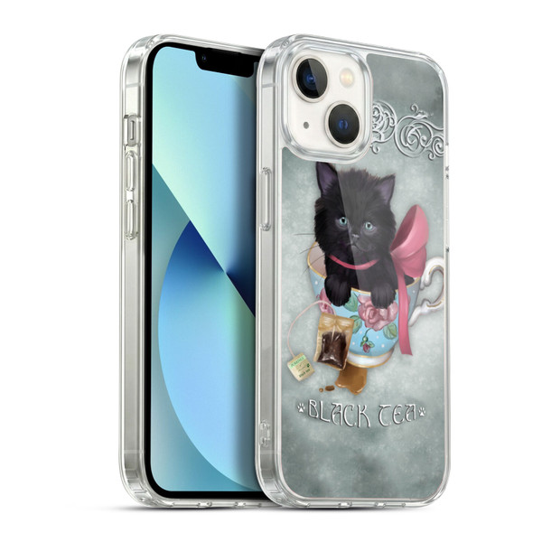 Ash Evans Black Cats Tea Soft Gel Case for Apple iPhone 13