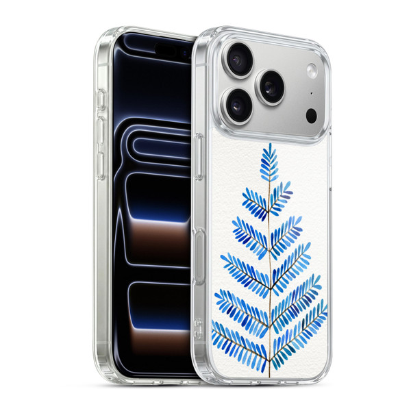 Cat Coquillette Nature Leaflets Blue Soft Gel Case for Apple iPhone 17 Pro