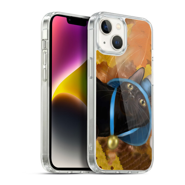 Ash Evans Black Cats Leaves Soft Gel Case for Apple iPhone 14