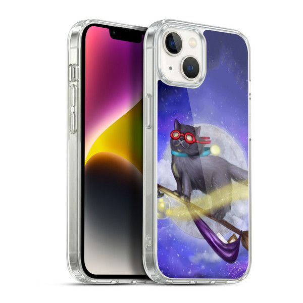 Ash Evans Black Cats Night Fly Soft Gel Case for Apple iPhone 14 Plus & MagSafe