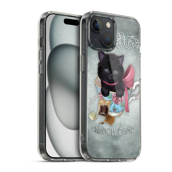 Ash Evans Black Cats Tea Soft Gel Case for Apple iPhone 15 & MagSafe