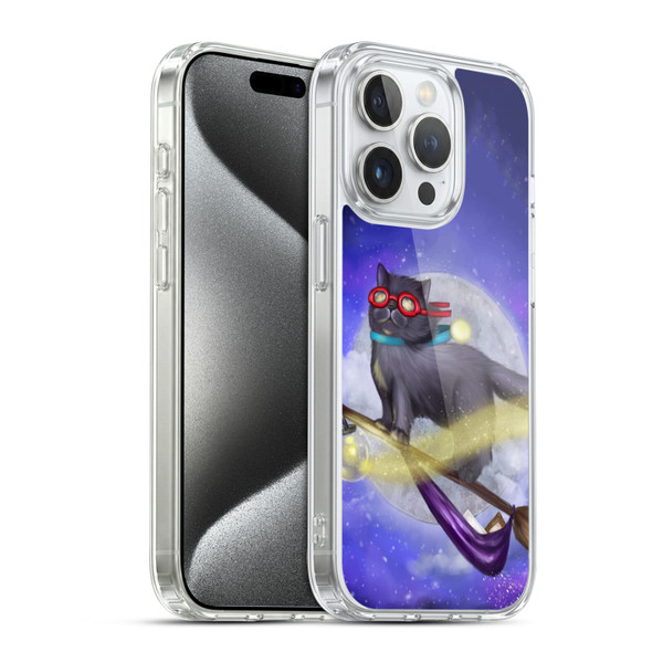 Ash Evans Black Cats Night Fly Soft Gel Case for Apple iPhone 15 Pro & MagSafe