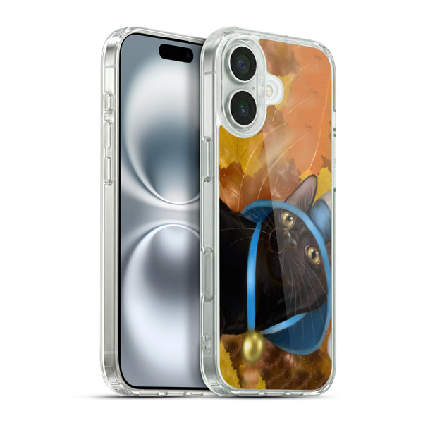 Ash Evans Black Cats Leaves Soft Gel Case for Apple iPhone 16 Plus & MagSafe