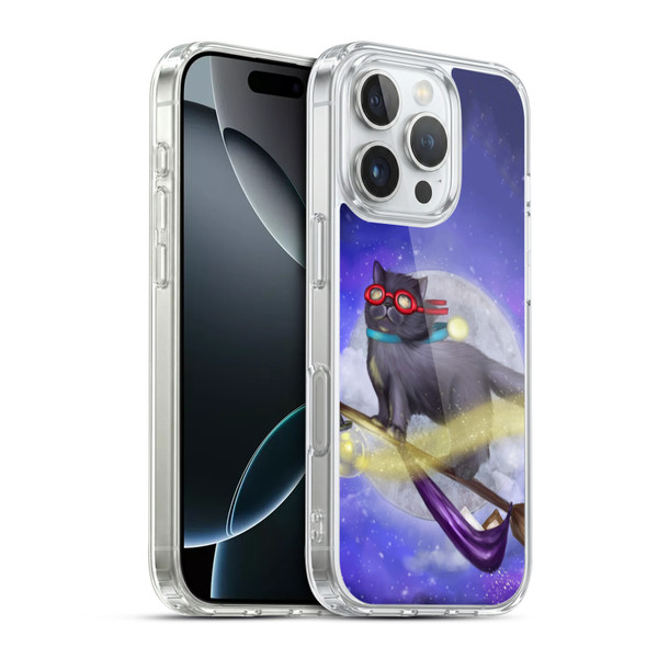 Ash Evans Black Cats Night Fly Soft Gel Case for Apple iPhone 16 Pro & MagSafe