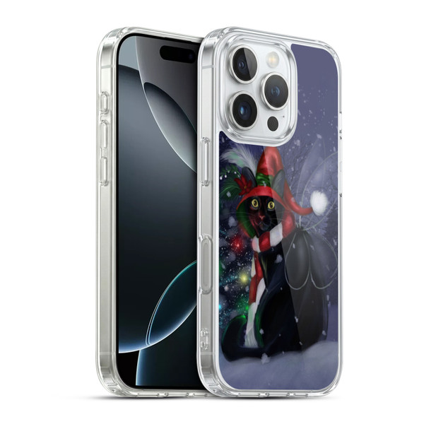 Ash Evans Black Cats Yuletide Cheer Soft Gel Case for Apple iPhone 16 Pro & MagSafe