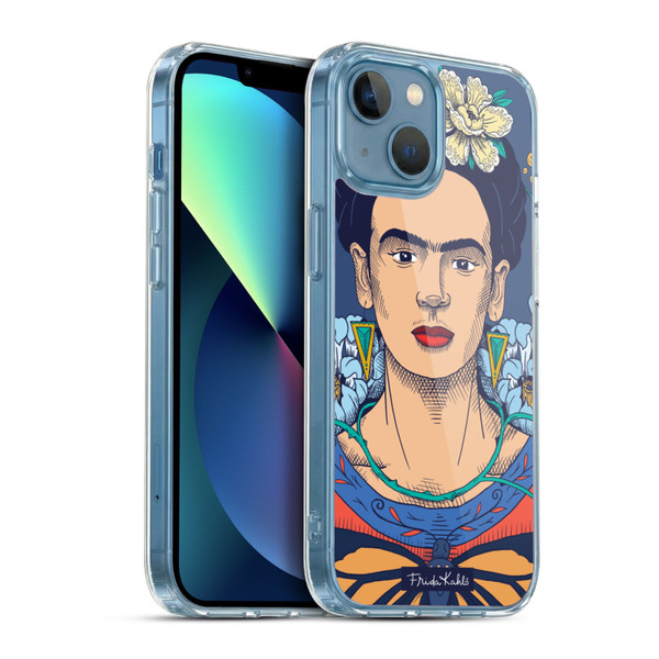 Frida Kahlo Sketch Floral Soft Gel Case for Apple iPhone 13 Mini & MagSafe