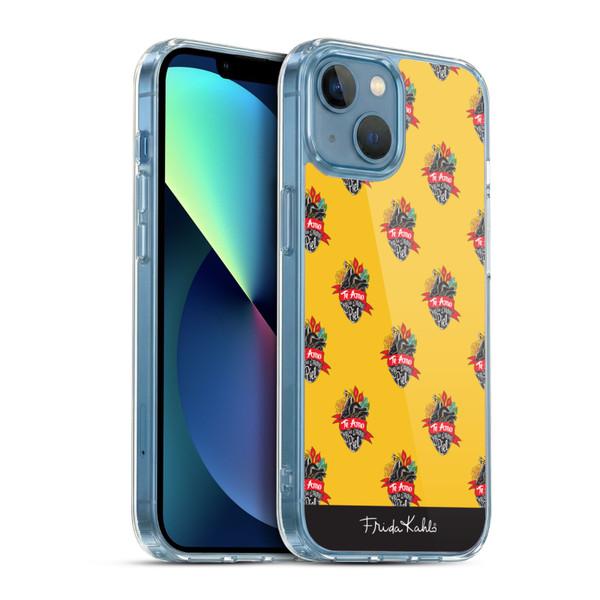 Frida Kahlo Typography Heart Pattern Soft Gel Case for Apple iPhone 13 Mini & MagSafe