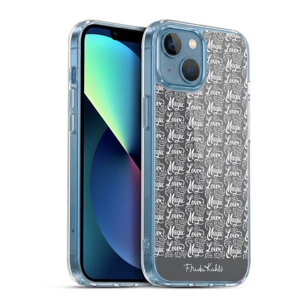 Frida Kahlo Typography Lover Grey Soft Gel Case for Apple iPhone 13 Mini & MagSafe