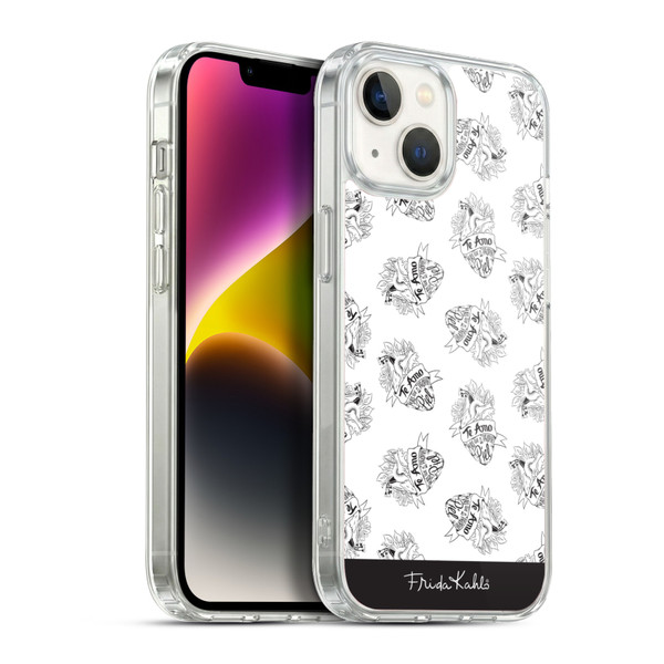 Frida Kahlo Typography White Heart Soft Gel Case for Apple iPhone 14