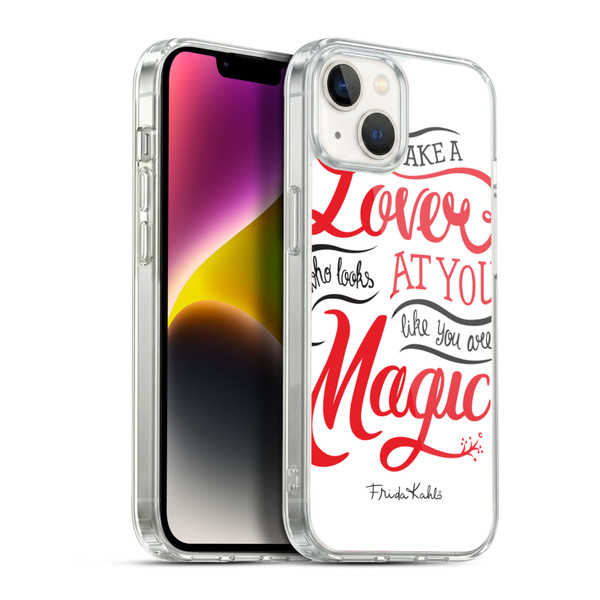 Frida Kahlo Typography Lover White Soft Gel Case for Apple iPhone 14 Plus & MagSafe