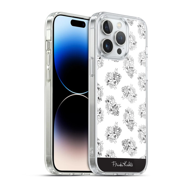 Frida Kahlo Typography White Heart Soft Gel Case for Apple iPhone 14 Pro Max & MagSafe