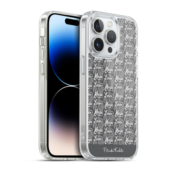 Frida Kahlo Typography Lover Grey Soft Gel Case for Apple iPhone 14 Pro & MagSafe