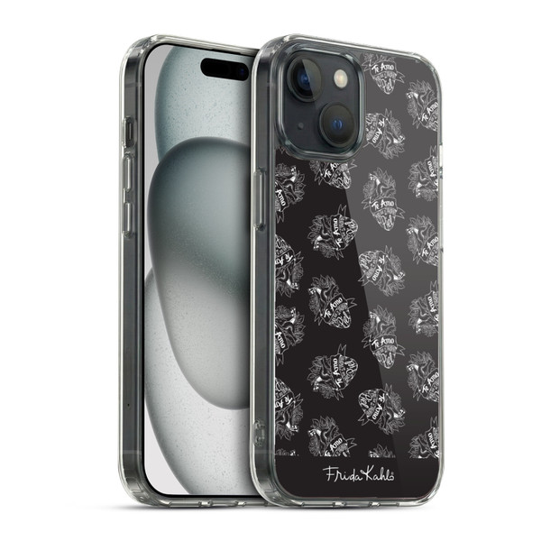 Frida Kahlo Typography Black Heart Soft Gel Case for Apple iPhone 15 & MagSafe