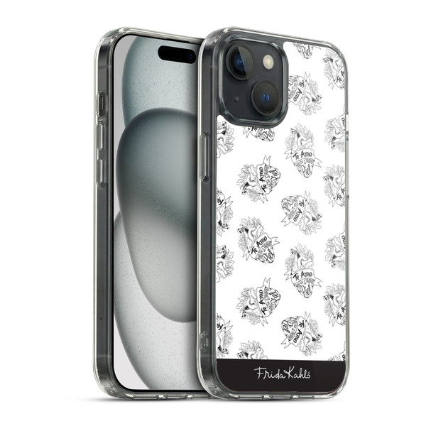 Frida Kahlo Typography White Heart Soft Gel Case for Apple iPhone 15 & MagSafe